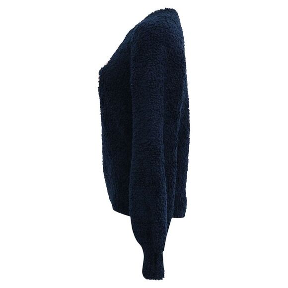 Chanel CC Embroidered Sheared Sweater in Navy Blue Wool - Picture 2 of 5